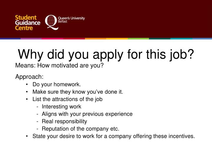Why are you applying for this position example answers