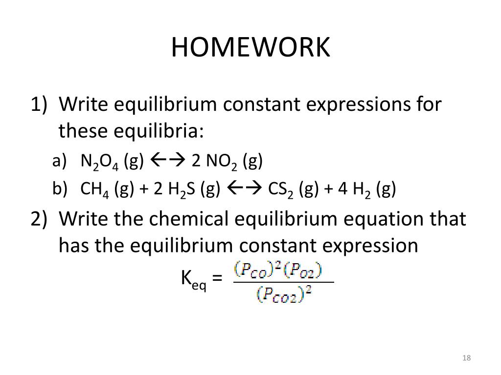 equilibrium constant homework