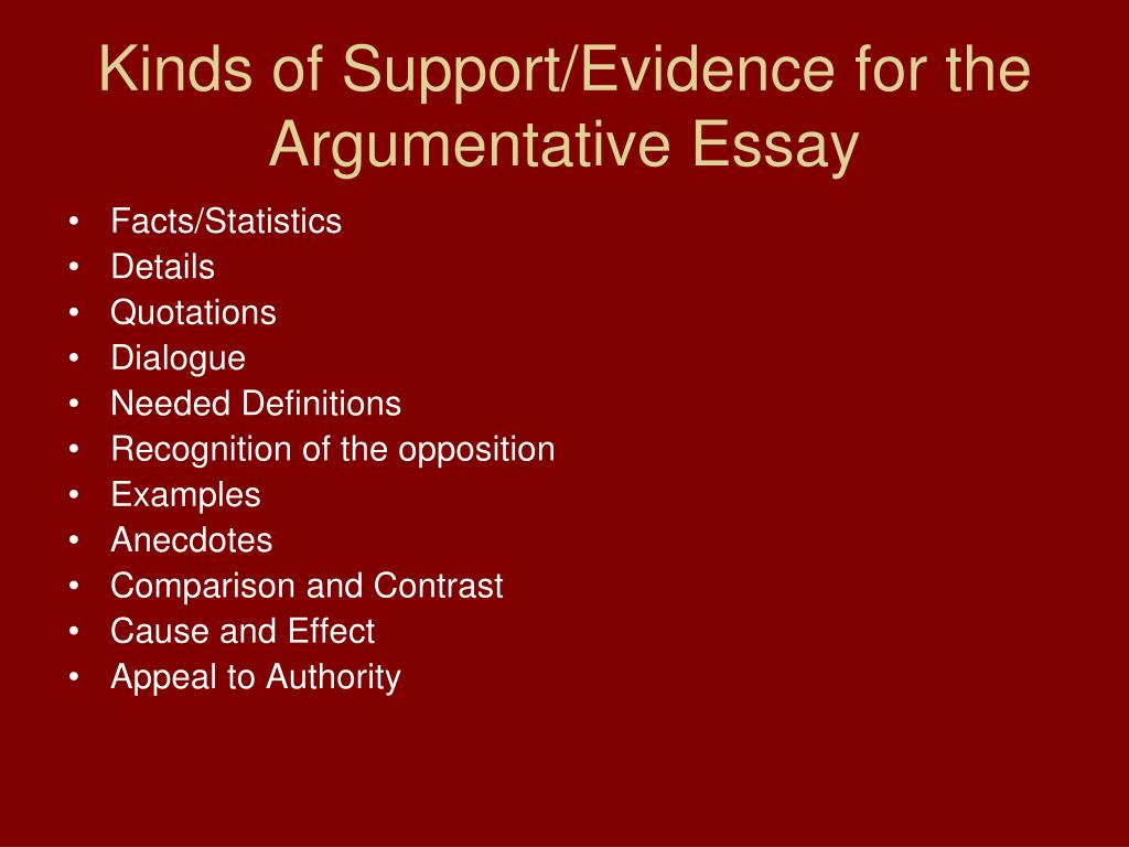 types of support in an argumentative essay