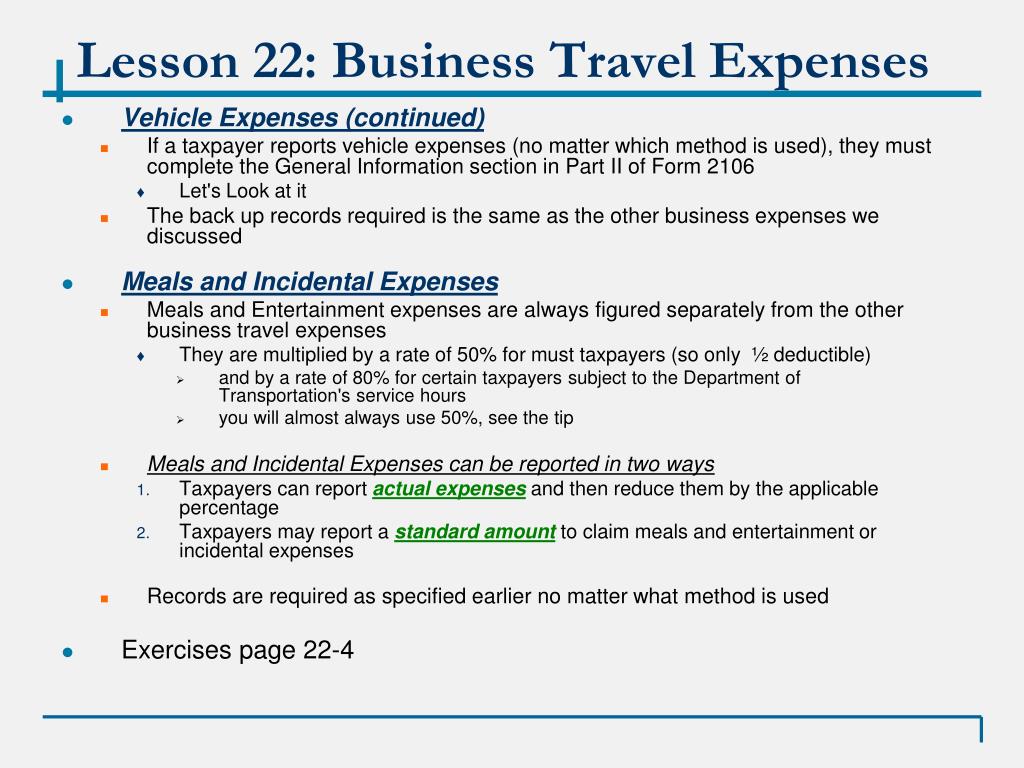 business travel expenses reading answers