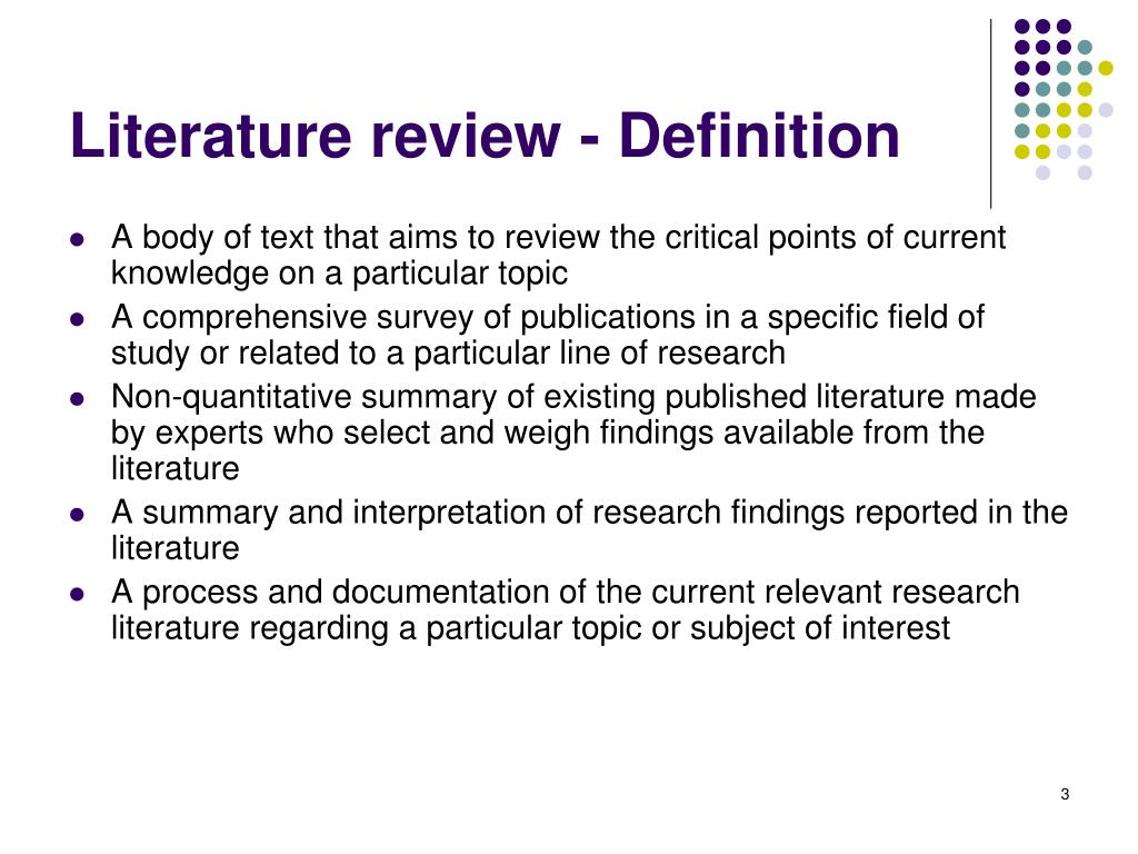 extensive literature review definition