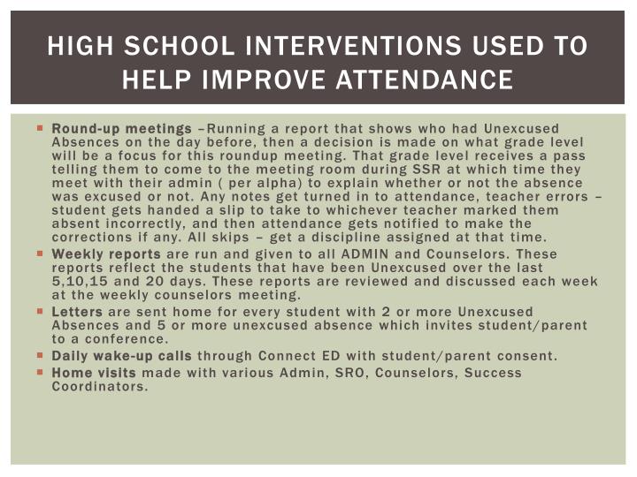 what interventions by schools may promote Schools can promote and maintain high levels of student attendance and the cause of absences is critical to identifying the appropriate intervention. what interventions by schools may promote Schools can promote and maintain high levels of student attendance and the cause of absences is critical to identifying the appropriate intervention.
