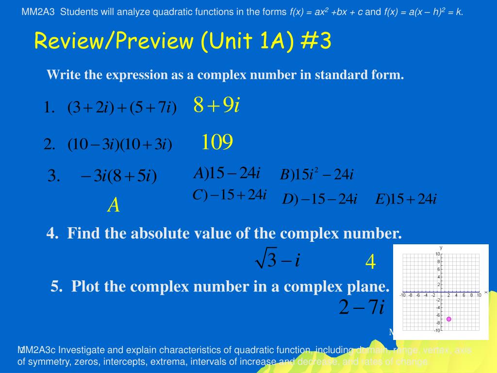 PPT - Write the expression as a complex number in standard form