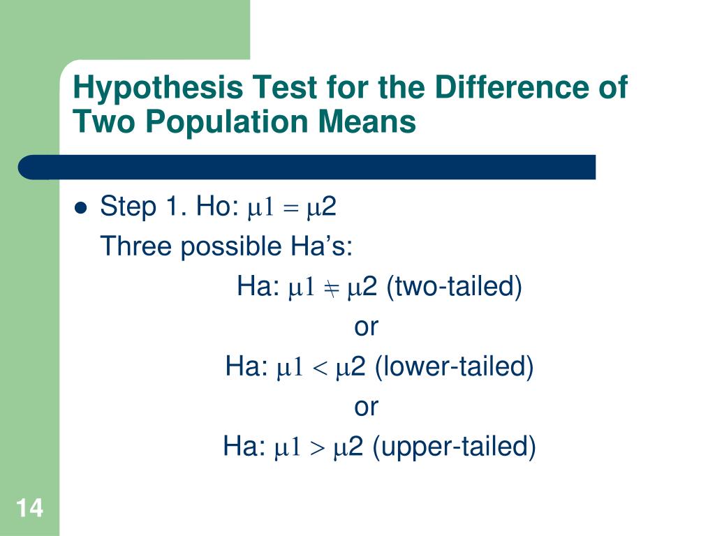 hypothesis testing mean of two populations
