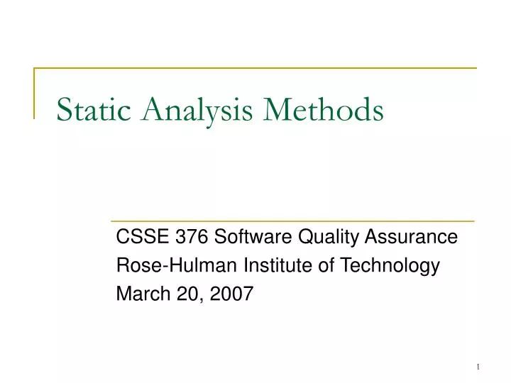 static analysis methods n.