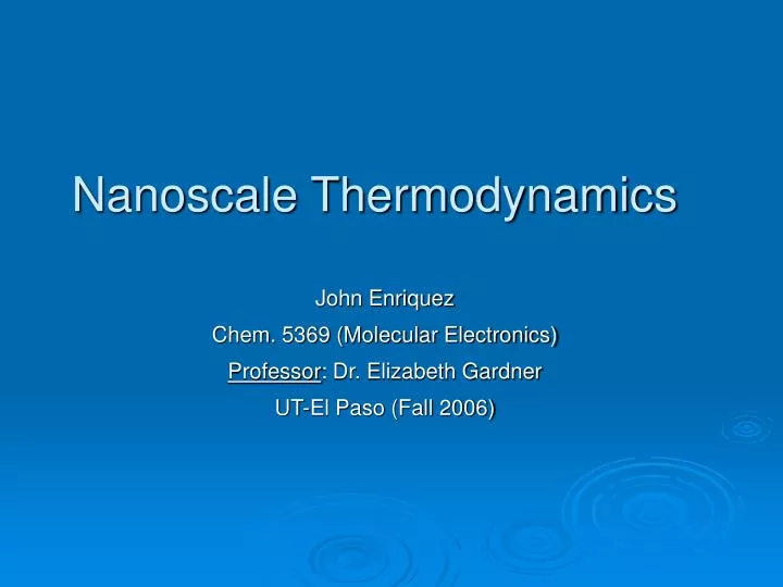 nanoscale thermodynamics n.