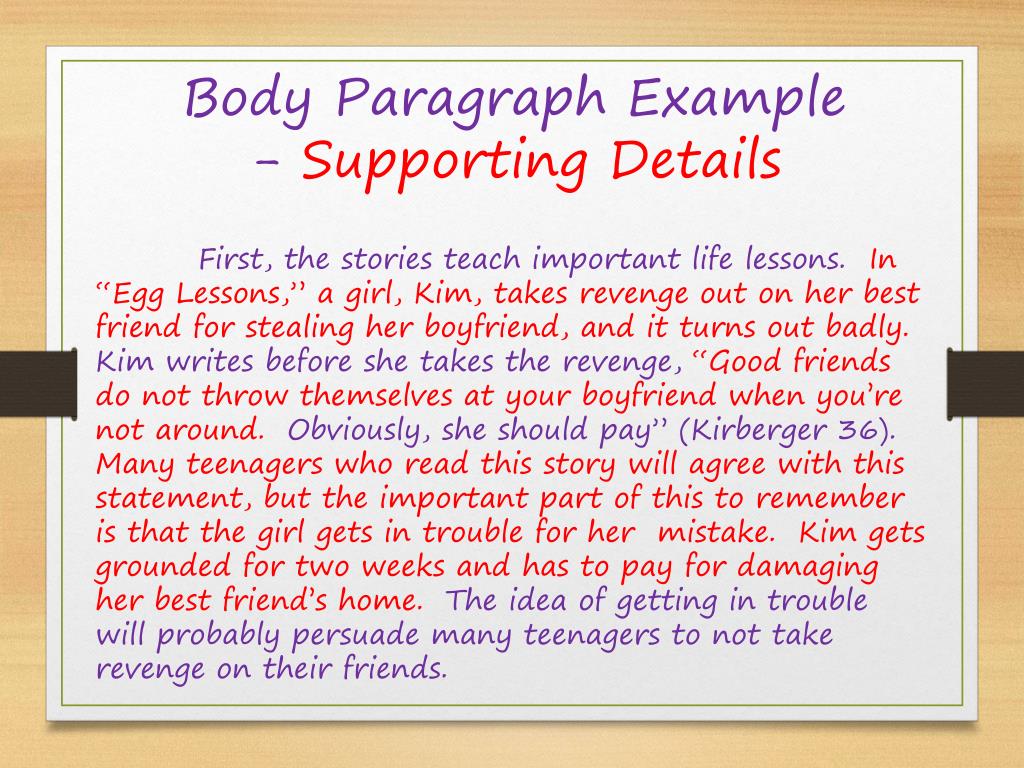 supporting details of the essay