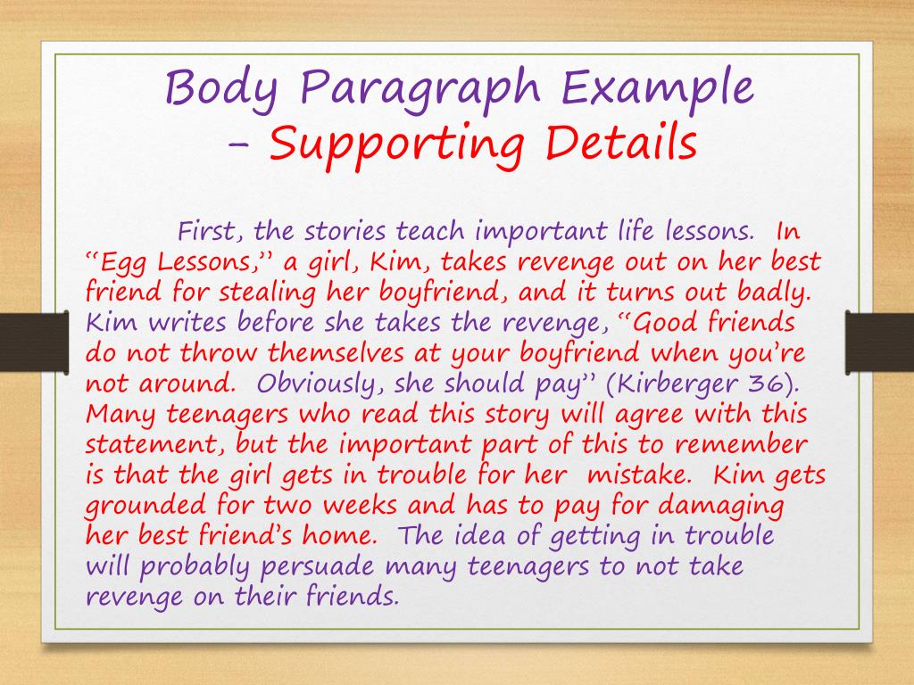 supporting details in argumentative essay