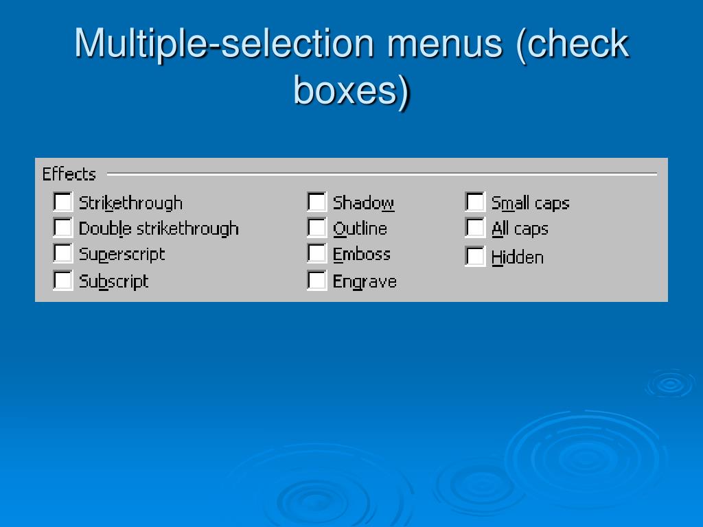 Multiple selection