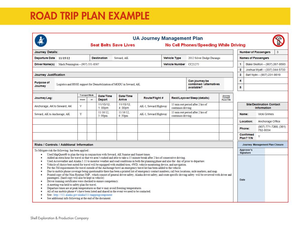 journey management plan shell