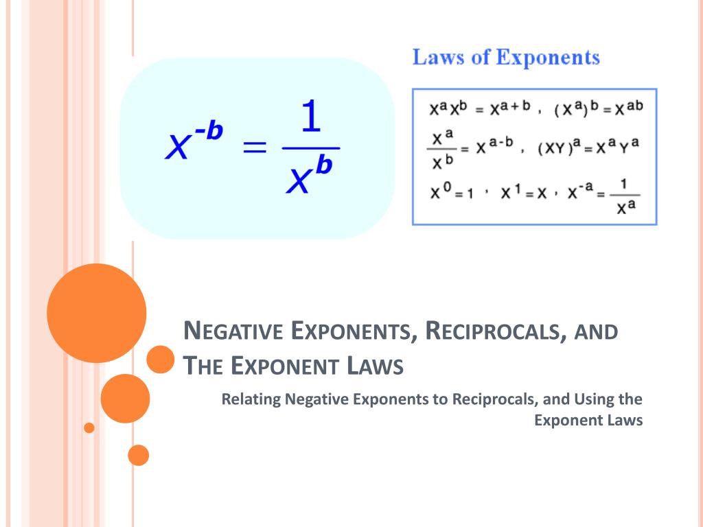PPT - Negative Exponents, Reciprocals, and The Exponent Laws