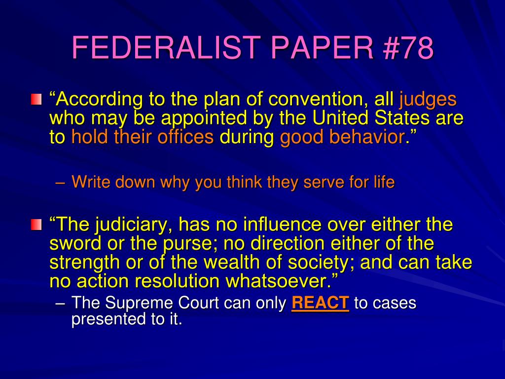 what is federalist 78 about