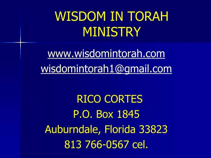 wisdom in torah ministry n.