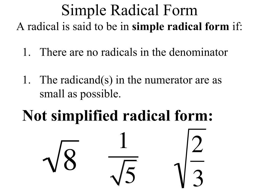 Simplest Radical Form