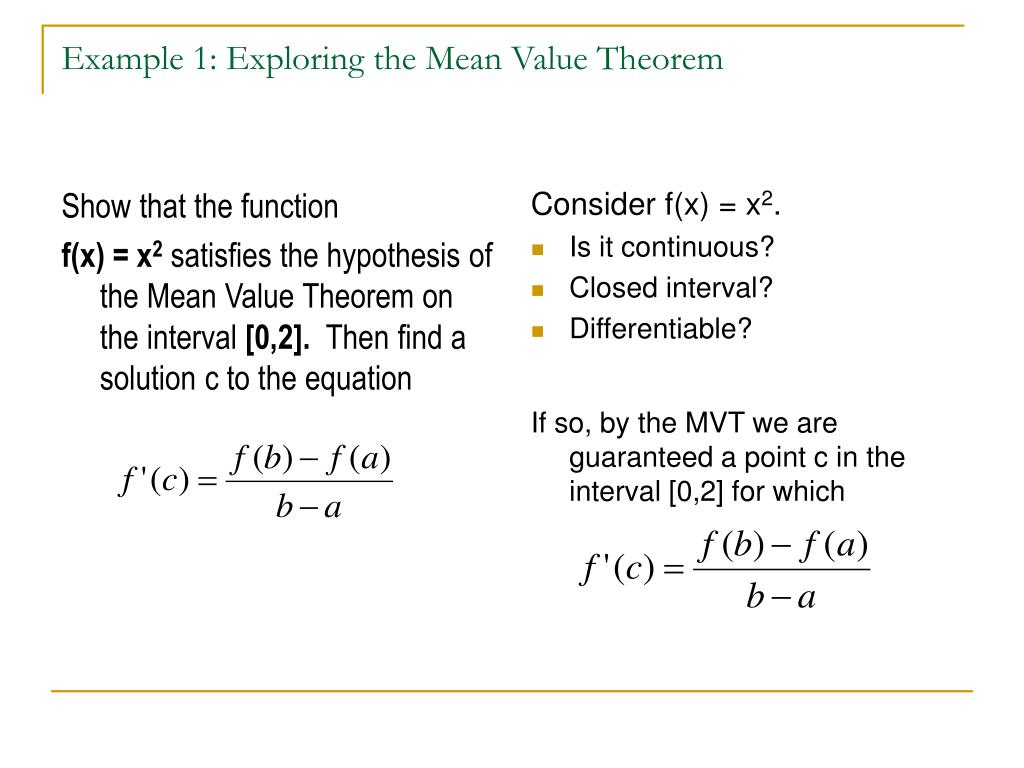 what is the hypothesis of the mean value theorem