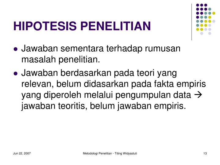 PPT - RUMUSAN MASALAH DAN HIPOTESIS PowerPoint 