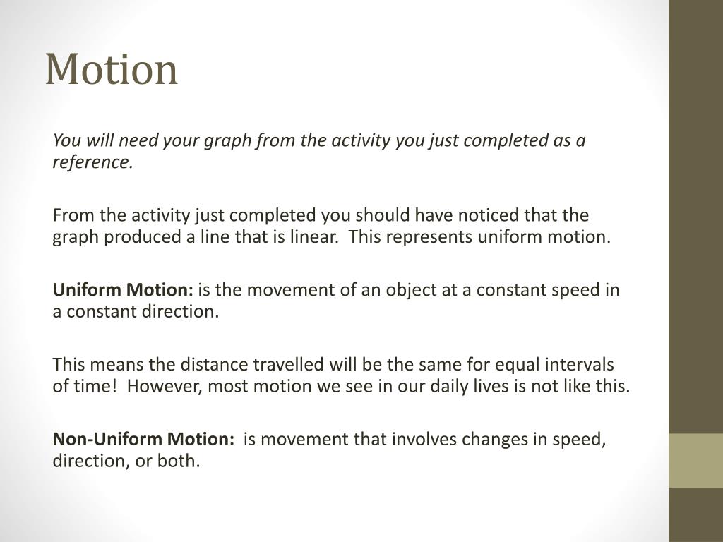 introduction to motion assignment quizlet