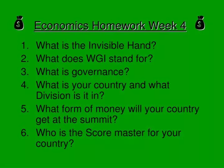 Homework help week economics