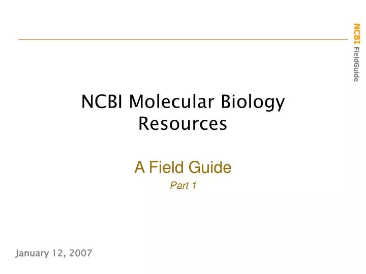Ppt Ncbi Molecular Biology Resources Powerpoint Presentation