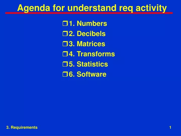 agenda for understand req activity n.