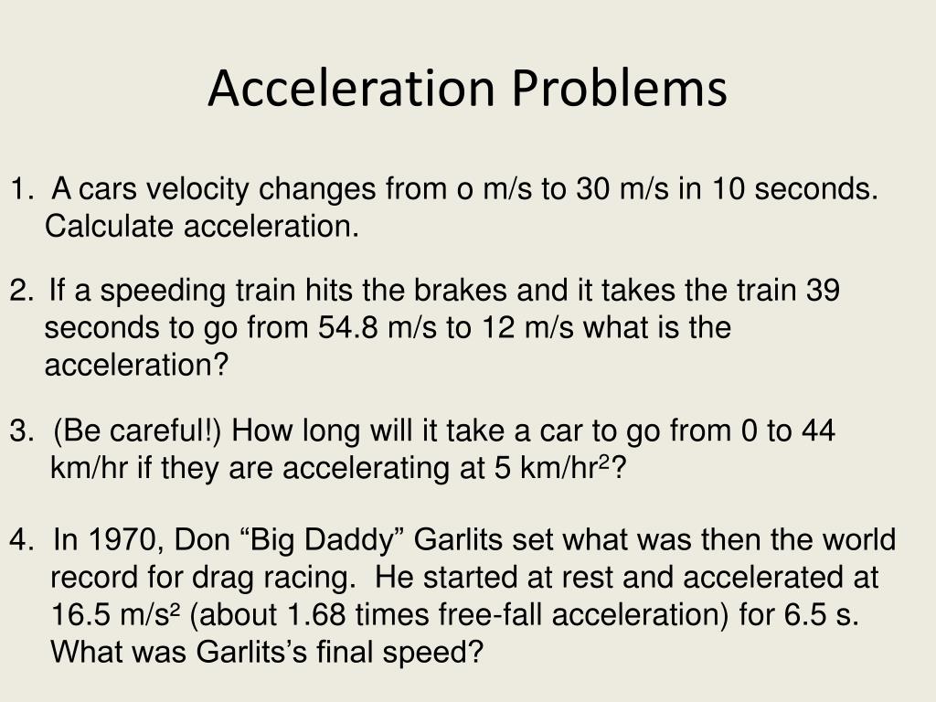 problem solving on acceleration