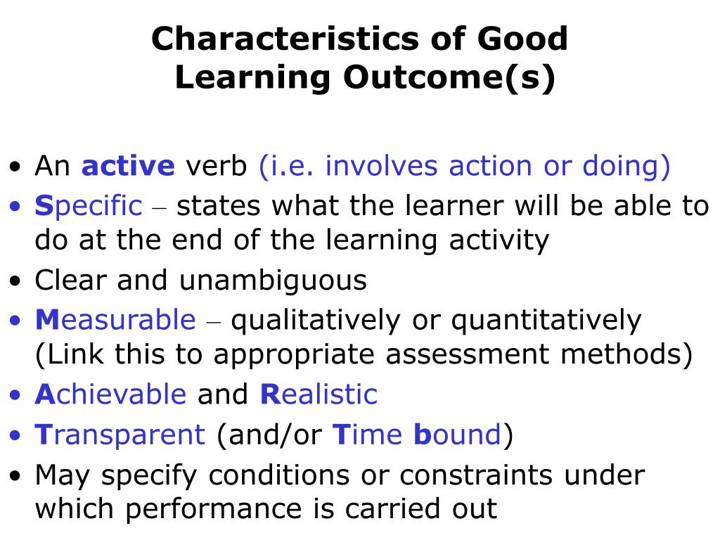 characteristics of good learning outcomes essay