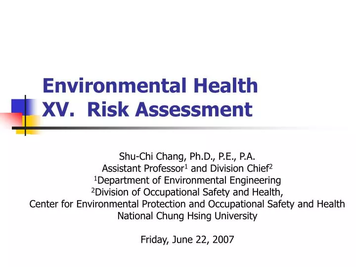 environmental health xv risk assessment n.