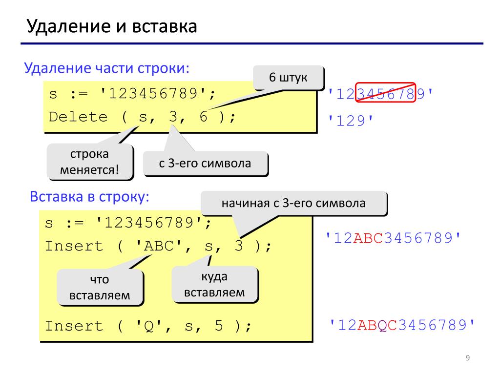 Удаление и вставка элемента