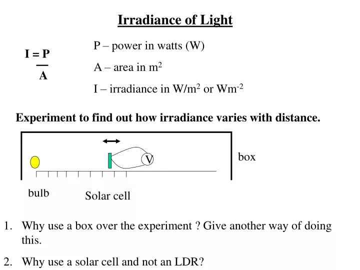 PPT - Irradiance of Light PowerPoint Presentation, free download -  ID:5602585