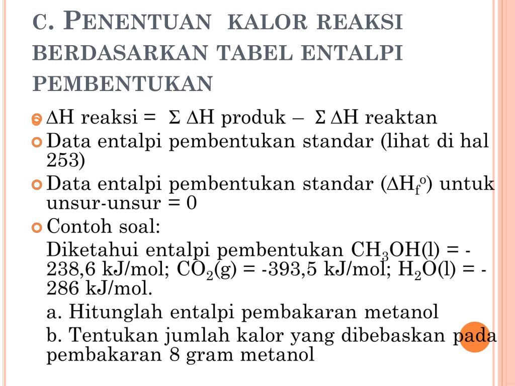 Contoh Soal Kalor Reaksi Dan Entalpi