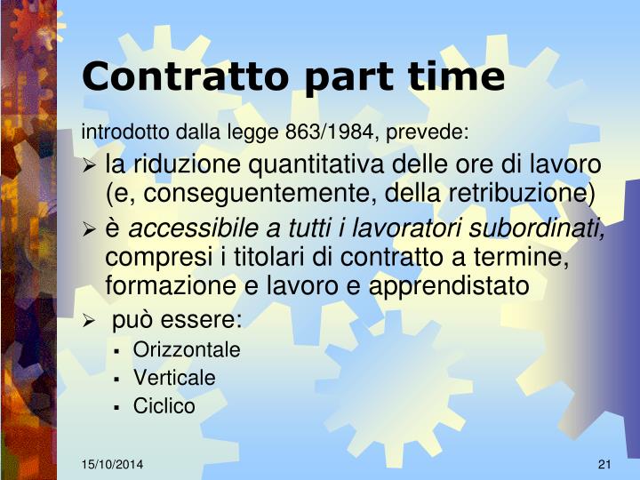 Contratto Part Time Stipendio PPT - Il diritto del lavoro PowerPoint Presentation - ID:5605619