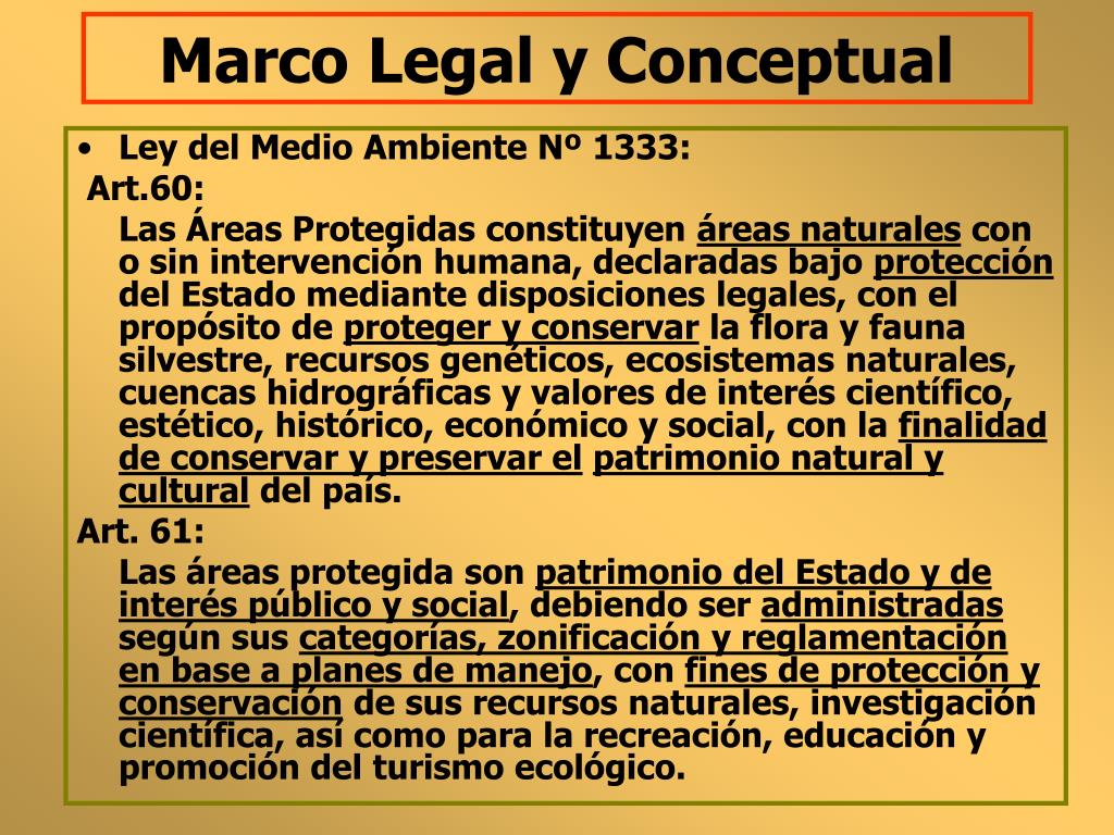 PPT EL SISTEMA NACIONAL DE AREAS PROTEGIDAS DE BOLIVIA Y SU GESTION A TRAVÉS DEL SERNAP