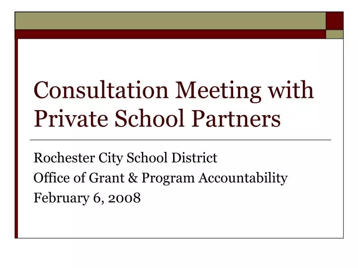 consultation meeting with private school partners n.