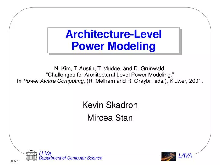 architecture level power modeling n.