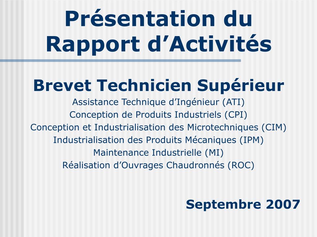 PPT - Présentation du Rapport d'Activités PowerPoint Presentation, free  download - ID:5614359