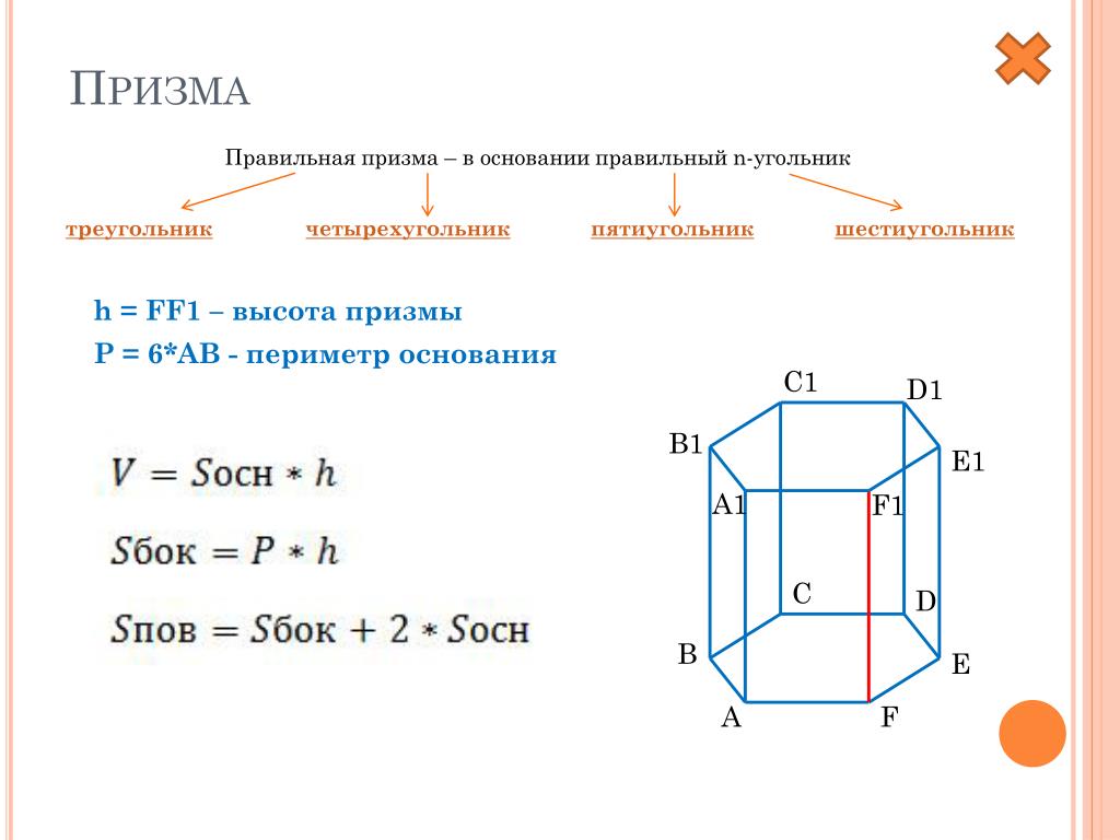 Формулы призмы 10 класс