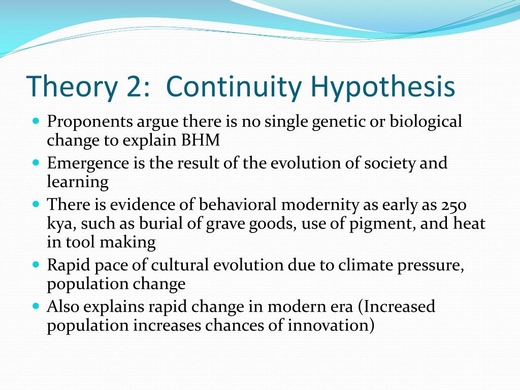 continuity hypothesis definition psychology