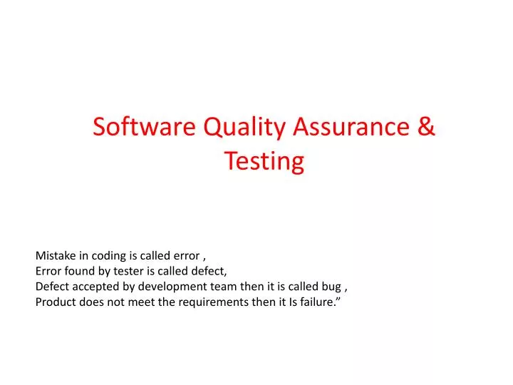 software quality assurance testing n.