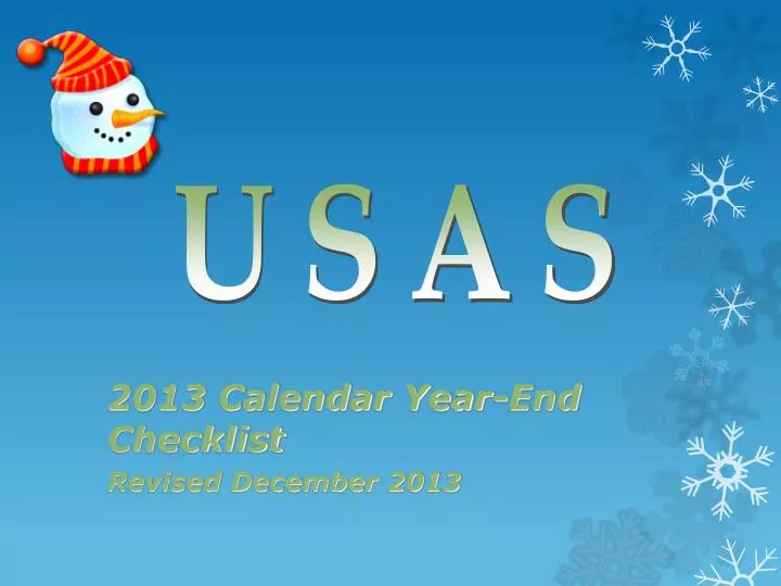 PPT 2013 Calendar YearEnd Checklist Revised December 2013 PowerPoint