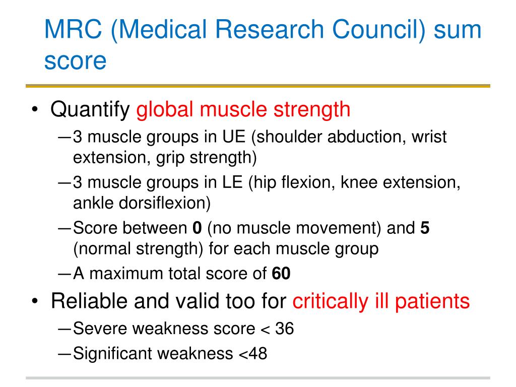 medical research council sum score (mrc ss)