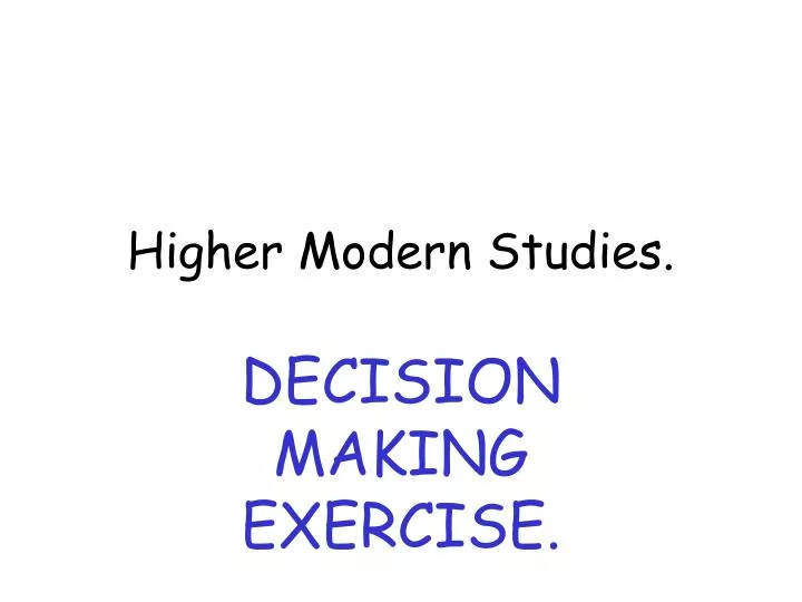 higher modern studies n.