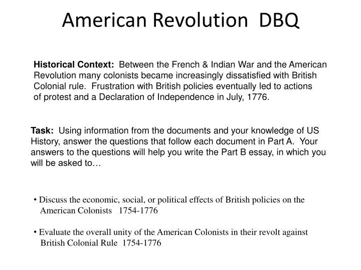 american revolution dbq thesis