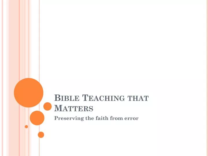 bible teaching that matters n.