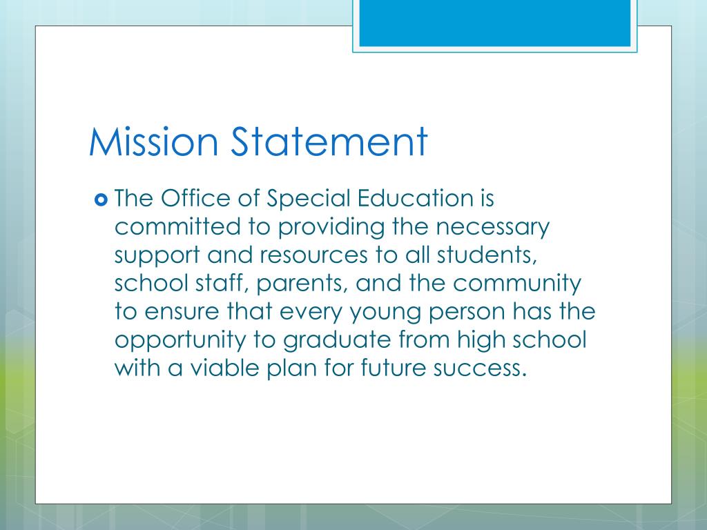 mission statement examples for special education
