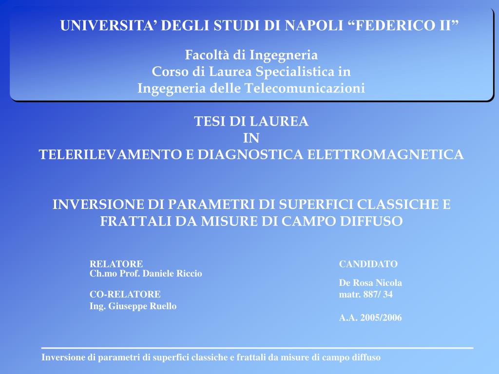 PPT - UNIVERSITA' DEGLI STUDI DI NAPOLI “FEDERICO II” PowerPoint  Presentation - ID:5627535