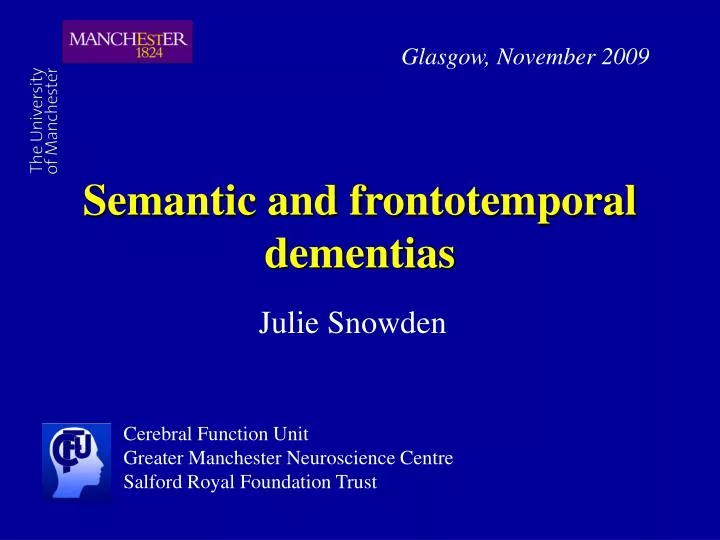 semantic and frontotemporal dementias n.