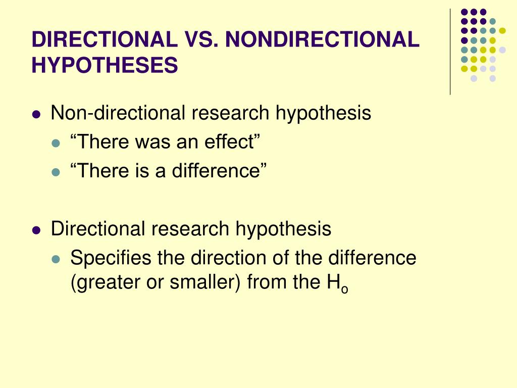 directional and non directional hypothesis example in research