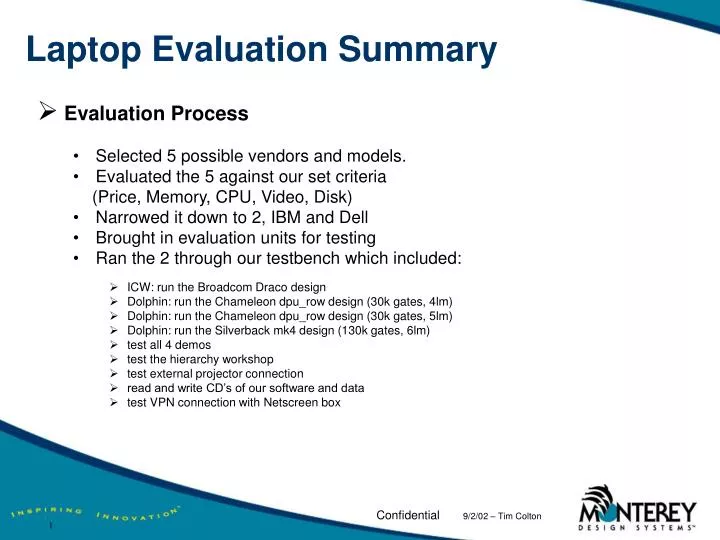 PPT - Laptop Evaluation Summary PowerPoint Presentation, free download ...