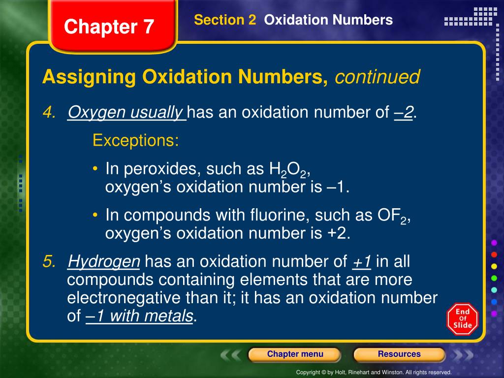 assigning oxidation numbers ppt
