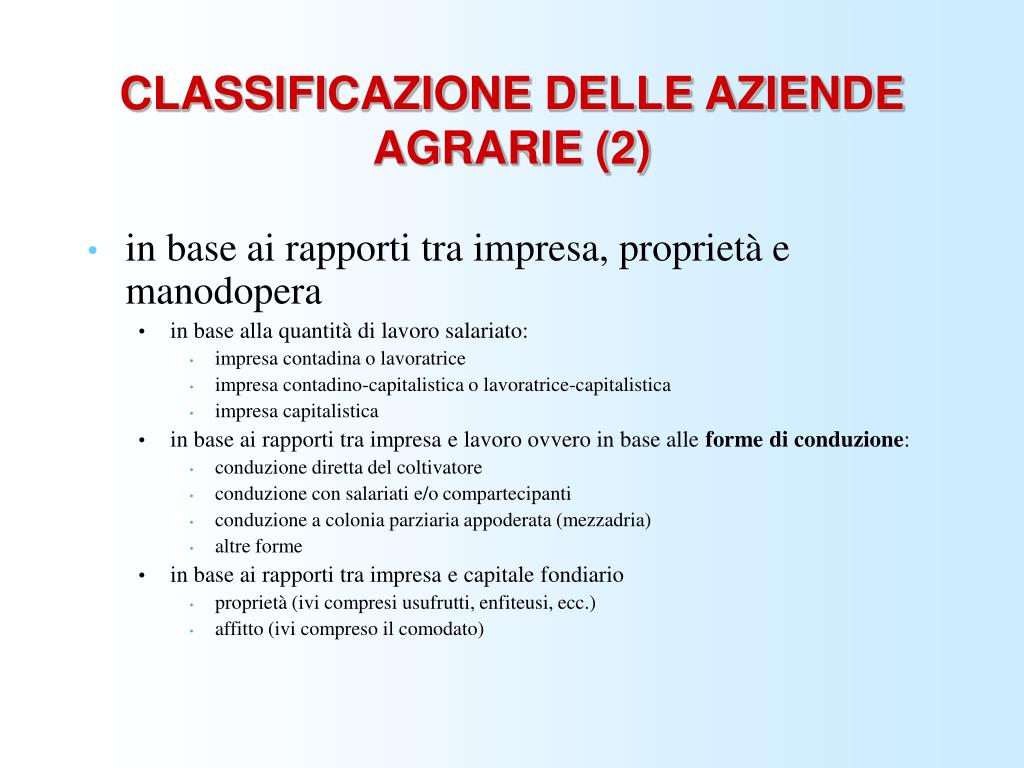 Differenza Tra Azienda Agricola E Impresa Agricola PPT - L’analisi strutturale dell’azienda agraria PowerPoint